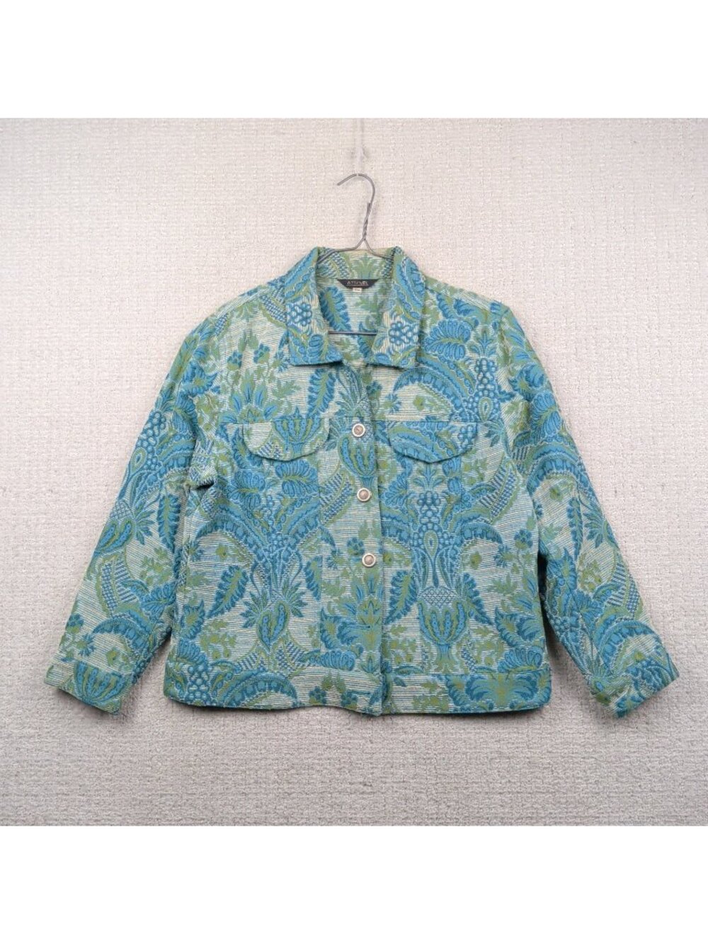 Vintage 90s Tapestry Paisley Jacquard Button Up Jacket Boho Artsy Wom Sz S/M